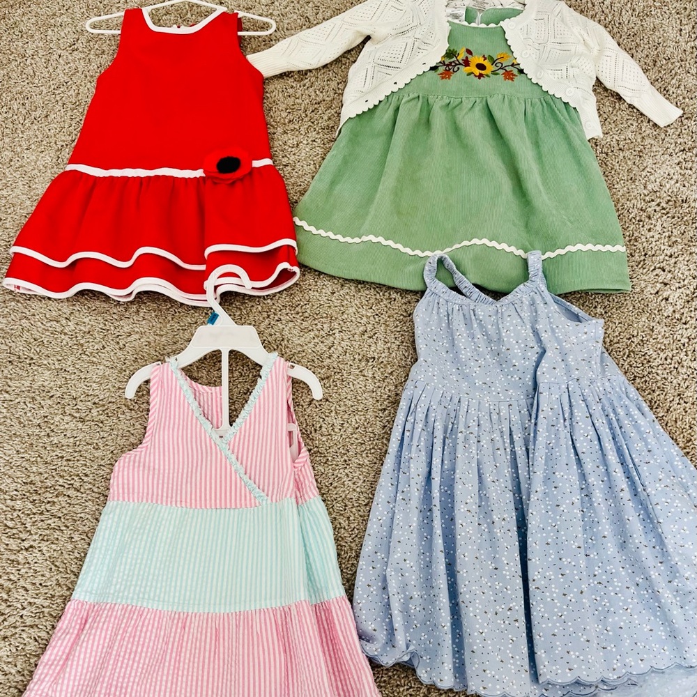 Red and White Kids Dresses